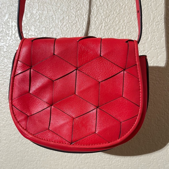 Welden Handbags - Welden Red Crossbody Bag with Geometric Design